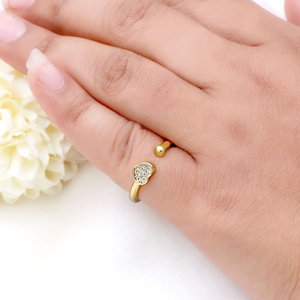 แหวนเงินแท้ 925 ชุบทองคำขาวประดับเพชร CZ รูปหัวใจแบบเปิด ขายส่ง Memoria Jewels - Product Image 6