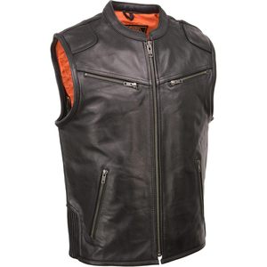 Gilet en cuir Cool-Tec pour homme, noir, fermeture éclair sur le devant, extensible sur les côtés, pour la moto et les courses automobiles - MLM3502 - Product Image 2
