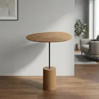 Table basse en bois massif faite à la main, style minimaliste moderne, plateau rond, base, meubles de salon, design durable, modèle SUNWOODD EXPO 00