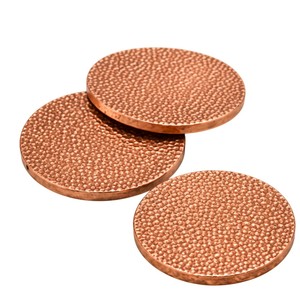 Wholesale Custom Logo Handmade Hammered Copper Coasters Set High Quality Pure Metal Round Drink Coasters <b>Table</b> <b>Protector</b> Mats - Product Image 5