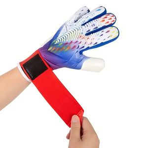 Gants de gardien de but de football personnalisés imprimés par sublimation, unisexes, antidérapants en silicone avec fermeture auto-agrippante, rouge, violet, bleu, blanc - Product Image 2