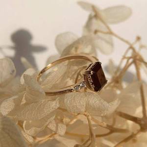 Anillo de Compromiso de Plata de Ley 925 con Granate Rojo, Chapado en Oro de 14k, Certificado IGI, Corte Esmeralda Vintage, para Mujer, para Fiesta - Product Image 2