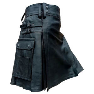 กางเกงคิลท์สก็อตแบบจีบสำหรับผู้ชาย หนังวัวแท้ กระเป๋าคู่แบบโรมัน รุ่น 2026 - Product Image 1