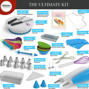 Kit di 100 Pezzi per Decorazione Torte, 48 Beccucci per Glassa, 20 Sacchetti Usa e Getta, 2 Giunti, 1 Set Girevole per Torte - Product Image 3