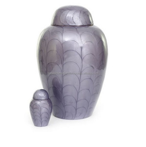 โกศศพทำจากทองเหลืองทรงโดมเคลือบสีเทาโกศศพสำหรับขี้เถ้าของมนุษย์ - Product Image 1