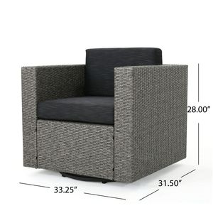Sedia da Patio Girevole PUERTA MP1 con Cuscini, Singola, Mix Nero/Grigio Scuro, Elegante Sedia da Giardino - Product Image 5