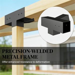 Kit Telaio in Rattan Nero con Base a Colonna per Pergola, Gazebo o Padiglione, Inclusi Dettagli in Vimini - Product Image 3