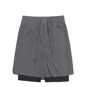 Custom Men's Double-<b>Layer</b> Design Shorts with Inner Compression Liner Elastic Waist Drawstring Comfortable Casual Daily Wear - Product Image 2