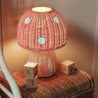 Lampe de table en osier magique, lampe en rotin en forme de champignon, fabriquée à la main par Viettimecraft, naturelle, éco-responsable, lumière champignon