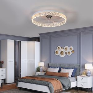Ventilatore da Soffitto Moderno a 6 Velocità con Luce LED, Telecomando, Motore Silenzioso, Funzione Dimmerabile, Lampadario a Montaggio Incassato in Acrilico - Product Image 1