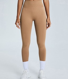 Leggings de sport décontractés à taille haute pour femmes, extensibles, pour le yoga, la gym, 100% coton, respirants, tricotés de manière durable - Product Image 3