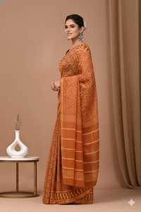 Sari en soie Chanderi de qualité export, tissu à tombé fluide - Product Image 3