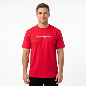 เสื้อยืดลำลองคอกลมแขนสั้นสีแดงสำหรับผู้ชาย Effect Energy Friend ทรงปกติ ผ้าฝ้ายเจอร์ซีย์ 100% ระบายอากาศได้ดี พิมพ์ลายซิลค์สกรีน - Product Image 3
