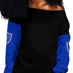 Chemises épaules dénudées OEM 1920 Zeta Phi Beta, broderie bleue et noire Zita et logo en chenille, chemises épaules dénudées grecques pour femmes - Product Image 6