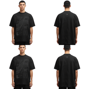 Camiseta Premium para Hombre, de Gran Tamaño, con Hombros Caídos, con Estampado Gráfico Topográfico, Estilo Urbano Contemporáneo - Product Image 4