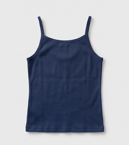 <b>Women's</b> <b>Navy</b> <b>Blue</b> Ribbed Knitted Tank <b>Top</b> O-Neck Solid Color Minimalist Style Casual Wear - Product Image 2