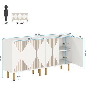Buffet moderne à 4 portes, armoire contemporaine avec un design élégant - Product Image 4