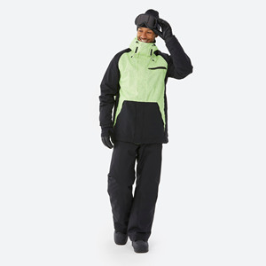 Chaqueta de Nieve Impermeable para Niñas, con Capucha, Estampado Geométrico, Cierre de Cremallera Completo, Estilo Deportivo, Corte Regular, 10,000 mm - Product Image 1