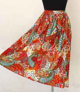 Jupe imprimée au bloc, faite à la main, en coton, jupe traditionnelle imprimée au bloc, jupe d'été imprimée pour femme, cadeau pour elle - Product Image 2