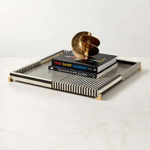 Nouveau design et plateau de service en incrustation d'os en résine noire naturelle de qualité supérieure pour la maison, les restaurants et les hôtels par FWE - Product Image 1