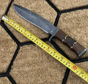 Handmade Damascus Steel Blade Big Size Custom Outdoor/Camping Bowie <b>Knife</b> with Horn Wood Handle and Sheath DIY Grade men - Product Image 6