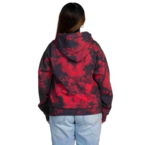 Sudadera con Capucha Tie Dye Personalizada de 360 g/m² para Mujer, Talla Grande, Color Rojo y Negro, Manga Larga, Tejida, Estilo Hip Hop, Transpirable, para Otoño - Product Image 2