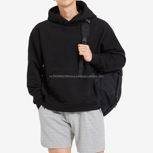 Sweat à capuche en polaire pour homme, nouveau modèle d'hiver 2023, veste de sport en coton, sans cordon, épaules tombantes, décontracté, tendance, couleur unie, impression sérigraphique - Product Image 6