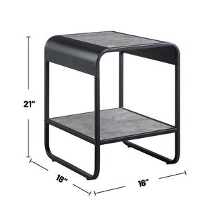 Tavolino con Struttura in Metallo Grigio Cemento e Nero con Ripiano Inferiore, Tavoli Console - Product Image 3