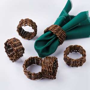 High Quality Luxury Napkin Ring Set Handmade Wood Pearl Bamboo Decorative Napkin Rings Weddings <b>Parties</b> Personalized Handicrafts - Product Image 3