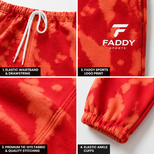 Pantalon de jogging en molleton de coton épais tie-dye rouge avec logo personnalisé pour hommes et femmes, streetwear, vente en gros, décontracté, pour la gym - Product Image 5