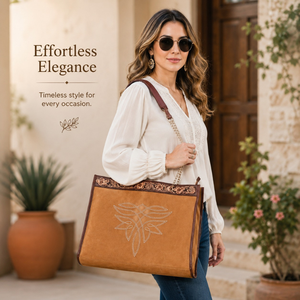 Sac à bandoulière en cuir véritable de qualité supérieure pour femmes, sac à main de créateur à motifs floraux western, sac vintage tendance pour le bureau et les voyages - Product Image 2