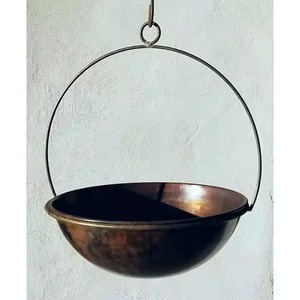 Antique Brass Finish Hanging <b>Flower</b> <b>Pots</b> Wall Mounted Vintage <b>Planters</b> for Indoor Outdoor Use Circular Design Chrome Plated - Product Image 4
