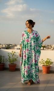 Caftán Shibori de Algodón para Mujer, Estilo Tie Dye Boho, Vestido Largo para la Noche o la Playa - Product Image 2