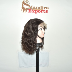 Perruque de cheveux indiens bruts ondulés HD Lace Remy – Cheveux longs noirs non traités avec double trame machine, fixation par clips/tissage/fusion - Product Image 3