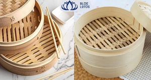 Panier vapeur en bambou à 2 niveaux avec couvercle, poignée en bois, ustensiles écologiques, lavage à la main uniquement, compatible gaz et induction - Product Image 2