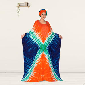 Kaftan Farasha en rayonne, élégant, pour l'Aïd, à motif uni, col rond, manches larges, silhouette longue maxi - Product Image 4