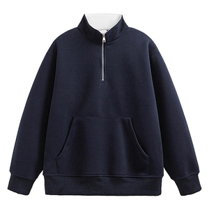 เสื้อฮู้ดซิป 1/4 คุณภาพสูงแบบกำหนดเองสำหรับผู้ชาย ผ้าหนา 100% คอตตอน เสื้อสเวตเชิร์ตซิปแบบครึ่งตัว ยูนิเซ็กซ์ ผ้าฟลีซ - Product Image 2