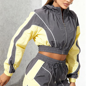 Conjunto Deportivo de 2 Piezas para Mujer, Chaqueta Cortavientos con Cierre y Pantalones Holgados de Nailon de Alta Calidad, Estilo Casual para Otoño - Product Image 2