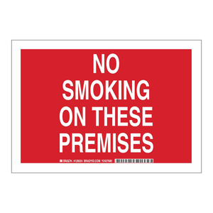 Señal de Prohibido Fumar Brady, Resistente a la Intemperie, para Interiores/Exteriores, Señal de Tráfico para Áreas Públicas - Product Image 1