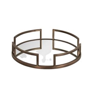 Plateau élégant rond en cuivre plaqué, plateau de service en métal, plateau élégant pour boissons et en-cas à des fins décoratives - Product Image 1