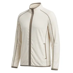 Chaqueta Deportiva de PU Color Crema para Hombre, Cuello Alto, Cierre de Cremallera, Estilo Deportivo, para Otoño, Transpirable, con Exterior de Poliéster - Product Image 4
