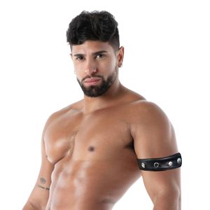 Brazalete Kinky Pocket Negro de Cuero para Hombre, Accesorio Fetichista, Banda Ajustable - Product Image 6