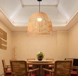 Large Hand-Woven Wicker Modern Decorative Ceiling Hanging Rattan Pendant <b>Light</b> for <b>Dining</b> Room Restaurant - Product Image 5