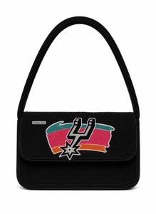 Bolso de Noche Retro de los San Antonio Spurs con Bloques de Color y Cuentas, Hecho a Mano, Negro, Estilo Distintivo - Product Image 4