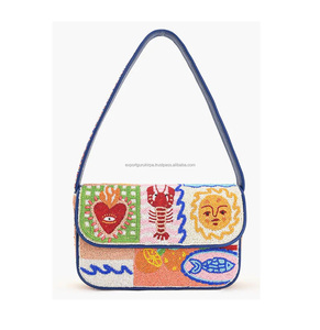 Sac à main en bandoulière pour femme de style bohème indien, fait à la main, avec des perles, pour le soir, le shopping, les fêtes, pochette, Guru Kirpa Export - Product Image 6