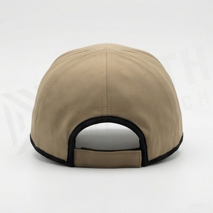 Unisex 6-Panel <b>Baseball</b> <b>Cap</b> Solid Color Twill Fabric Fitted Back Closure Casual Style Adult Hat Beige with <b>Black</b> Trim - Product Image 2