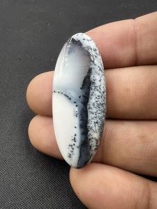 Opale Dendrite Naturelle en Quartz, Cabochon de Pierre Précieuse Forme Ovale 41x16x6mm, Taille Palmier, Blanc et Noir, 31 Ct environ, Iridescence, Pierre Libre - Product Image 3