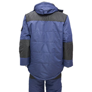 Blue Microfiber Waterproof <b>Winter</b> <b>Workwear</b> Suit with Hooded Jacket and Bib Overalls for Unisex Cold Storage and Freezer Use - Product Image 3