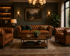 Premium Brown Genuine Leather Chesterfield Chair with Nailhead Trim Elegant Accent Chair for Living Room Furniture Leather <b>Sofa</b> - Product Image 6