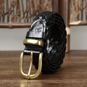Ceinture en cuir rétro pour hommes, ceintures en cuir tressées à la main tendance pour femmes et ceintures en jean - Product Image 2
